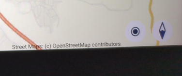 Picture of the display showing “Street Maps: (c) OpenStreetMap contributors”